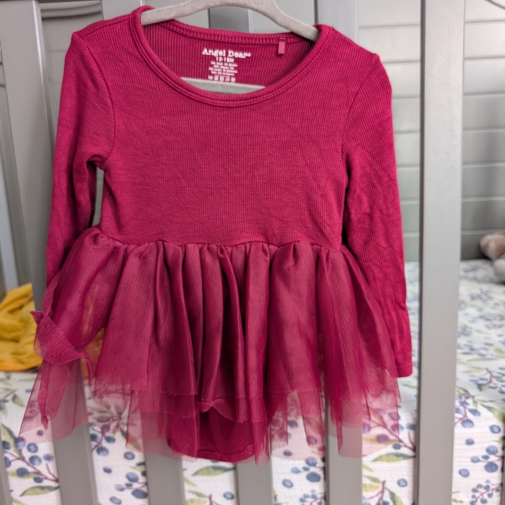 Angel Dear Berry Long Sleeve Tulle Top for Kids